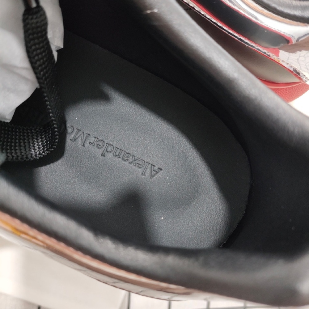 Alexander McQueen Black Sneakers with Red Platform and Silver Heel - Picture 5 of 6
